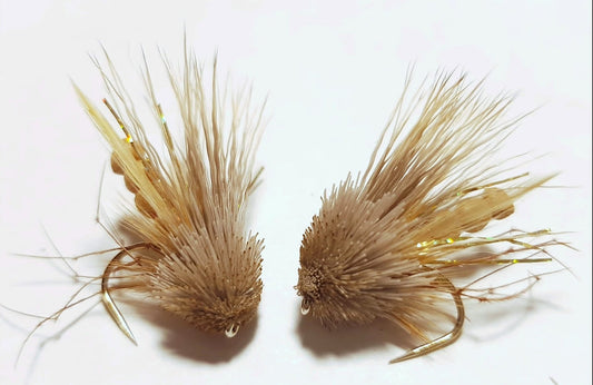 2 x Eyebrook Muddler Daddy trout flies | short shank fulling mill hooks