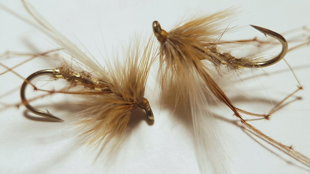 2 x Gold ribbed hares ear Daddy trout flies | size 8 Maruto hooks