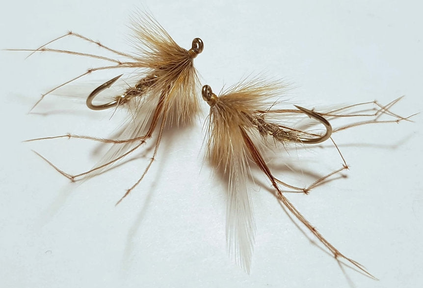 2 x Gold ribbed hares ear Daddy trout flies | size 8 Maruto hooks