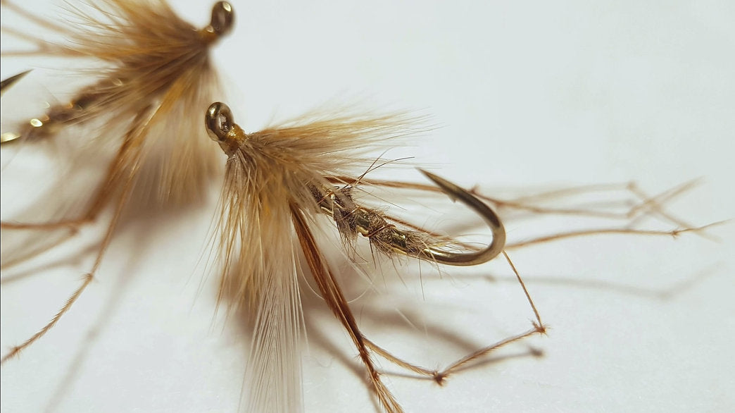 2 x Gold ribbed hares ear Daddy trout flies | size 8 Maruto hooks