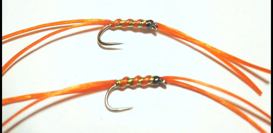 2 x Red apps bloodworm trout flies | size 12 barbless hooks