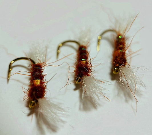 3 x Fiery Brown Shipman's Buzzers | Fulling Mill FM1310 Dry Fly Size 12 hooks