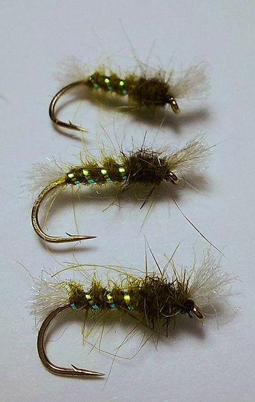 3 x Olive Shipman's Buzzers Trout Flies | Fulling Mill Dry Fly Size 12 hooks