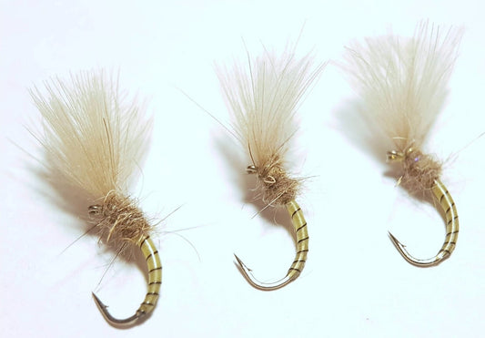 3 x Yellow owl trout flies | size 14 Kamasan hooks