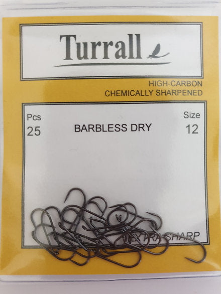Fly Tying Hooks - Barbless Dry (Turrall) - size 12.