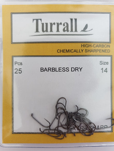 Fly Tying Hooks - Barbless Dry (Turrall) - size 14.