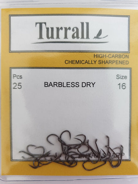 Fly Tying Hooks - Barbless Dry (Turrall) - size 16.