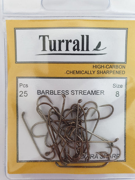 Fly Tying Hooks - Barbless Streamer (Turralls) - size 8