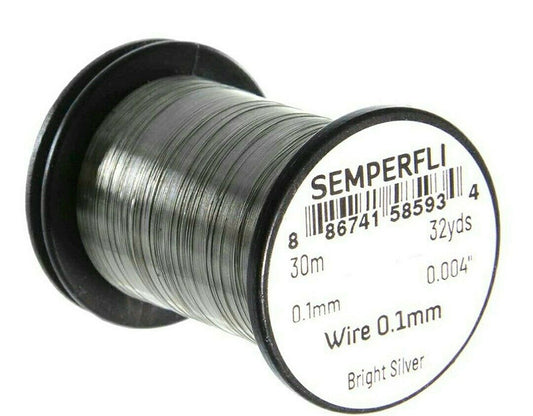 Semperfli Lure/Streamer 0.1mm Ultra Fine Fly Tying Wire - Silver