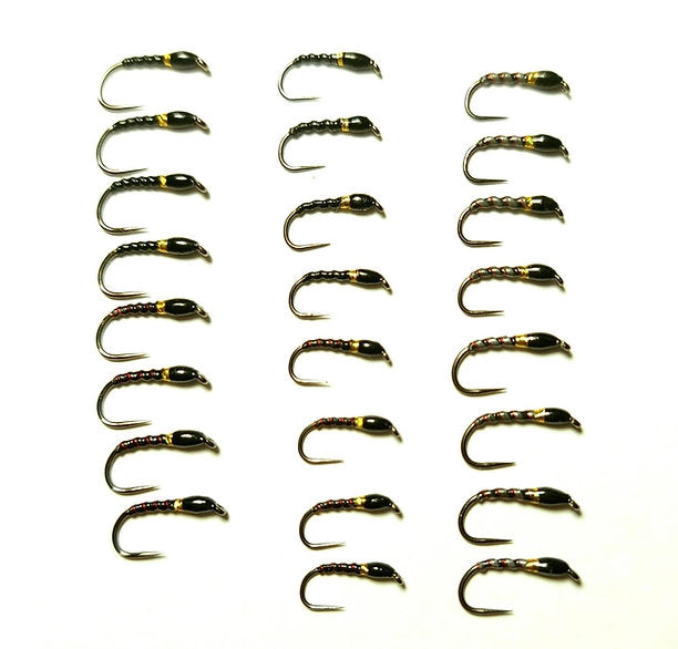 24x mixed vicar buzzer variants / FlexiFloss Buzzer - trout fly