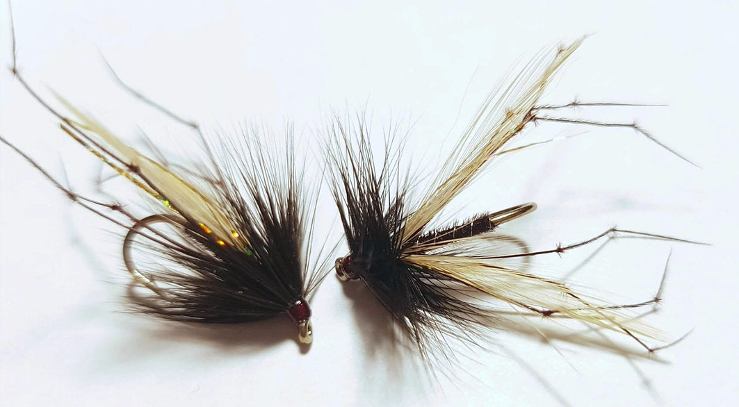 2 x Claret and black Daddy trout flies | size 8 Maruto hooks.