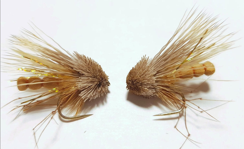 2 x Eyebrook Muddler Daddy trout flies | short shank fulling mill hooks