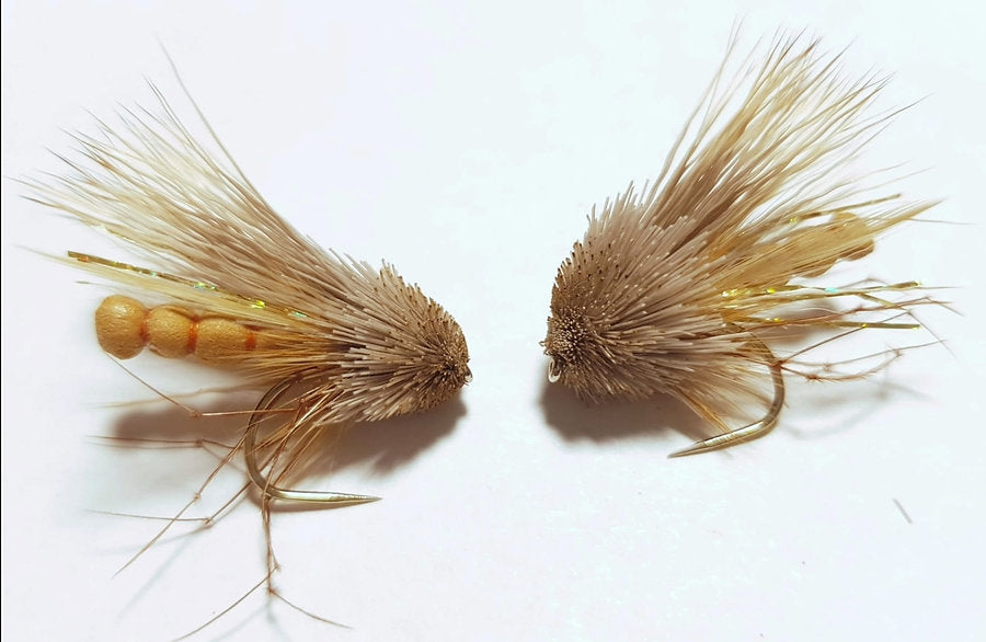 2 x Eyebrook Muddler Daddy trout flies | short shank fulling mill hooks