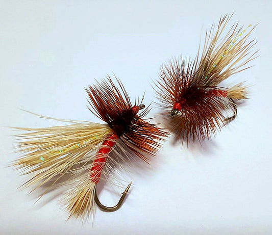 2 x Stimulator Dry Fly Trout Flies | Umpqua size 12 long shank | Whiting hackles