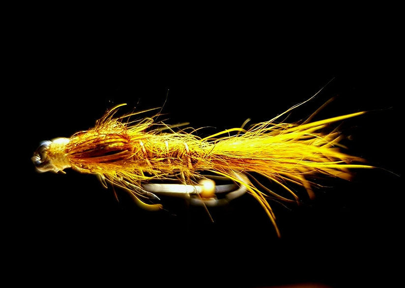 3 x Golden Olive Hares Ear Nymphs Trout Flies | size 12 short shank barbless