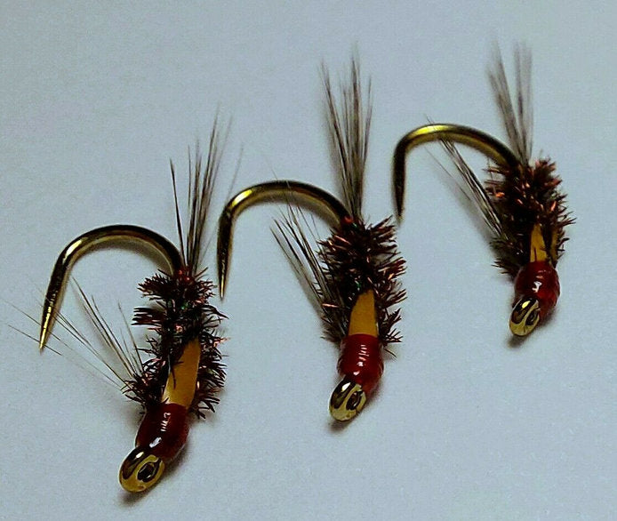 3 x Green Ribbed Diawl Bach Trout Flies | size 12 Fario barbless