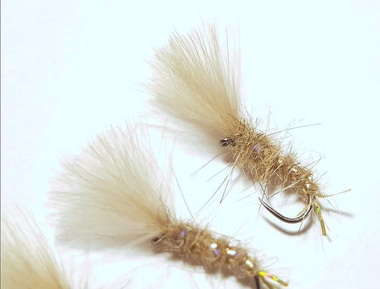 3 x Hares ear emerger trout flies | size 12 barbless hooks.