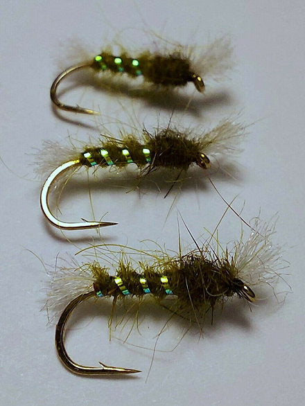 3 x Olive Shipman's Buzzers Trout Flies | Fulling Mill Dry Fly Size 12 hooks