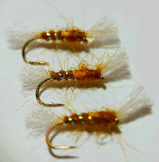 3 x Tobacco Brown Shipman's Buzzers | Fulling Mill FM1310 Dry Fly Size 12 hooks
