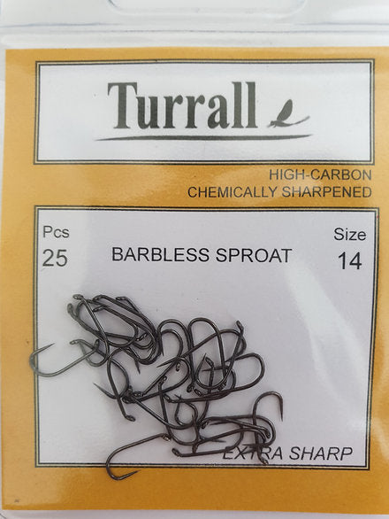 Fly Tying Hooks - Barbless Sproat (Turrall) - size 14
