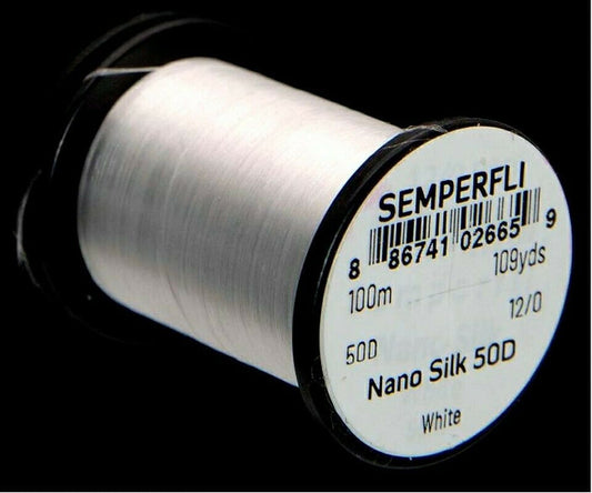 Fly Tying Semperfli Nano Silk 12/0 50D White 100m Fly Tying Thread