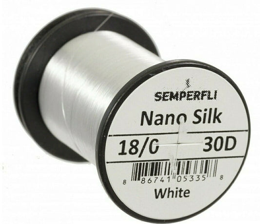 Fly Tying Semperfli Nano Silk 18/0 (30D) White 100m Fly Tying Thread