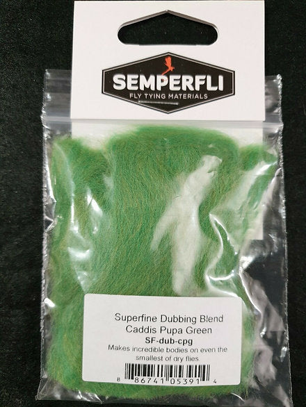 Fly Tying Semperfli Superfine Dubbing - Caddis Pupa Green Blend