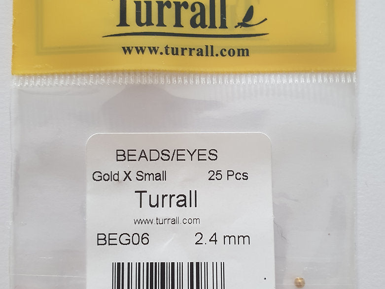 Fly tying Gold Beads - Turrall (Brass) Small 2.8mm Beads