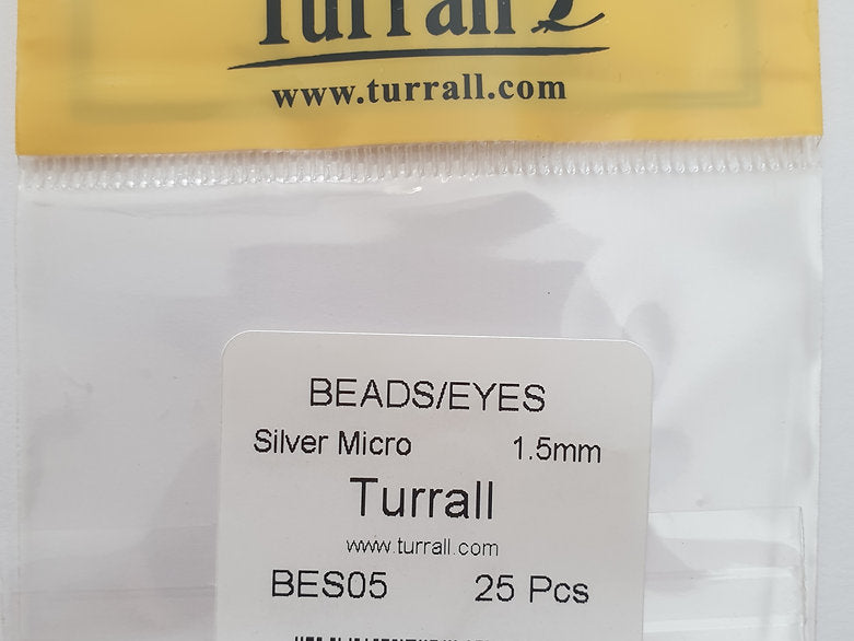 Fly tying Silver Beads - Turrall (Brass) Micro 1.5mm Beads