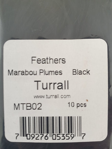 Fly tying Turrall Marabou (turkey) plumes - black