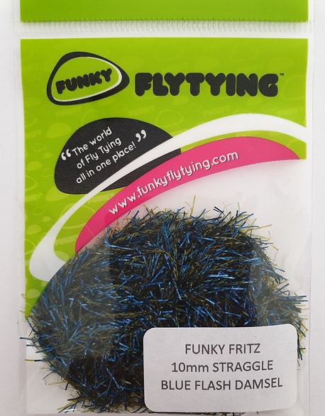 Fly Tying Materials (UK) | Funky Fly Tying Blue Flash Damsel 10mm Straggle Fritz
