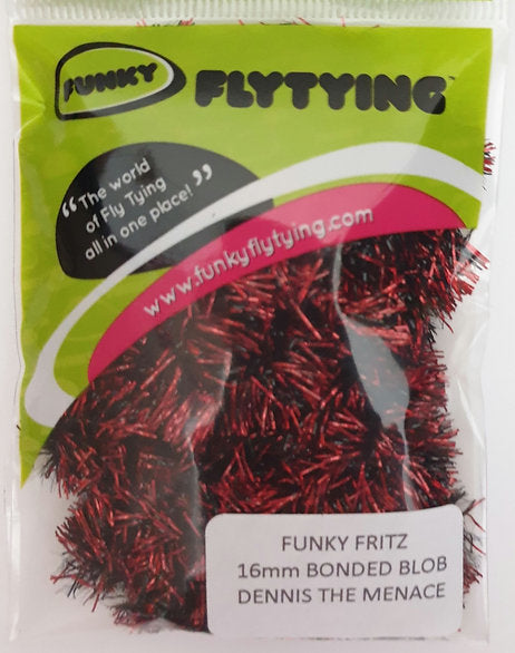 Fly Tying Materials (UK) | Funky Fly Tying Bonded Blob Dennis the Menace Fritz - Black and Red