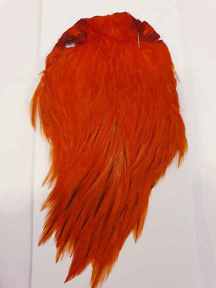 Indian Cock Neck/Cape | Turrall fly tying materials - hot orange