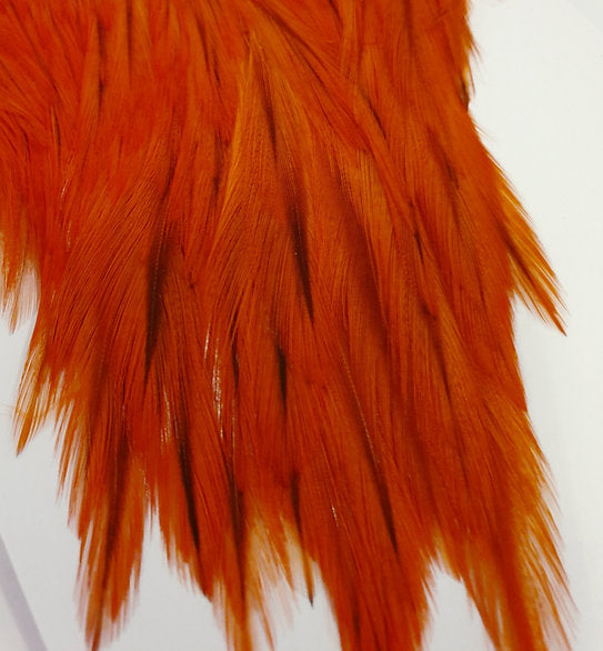 Indian Cock Neck/Cape | Turrall fly tying materials - hot orange