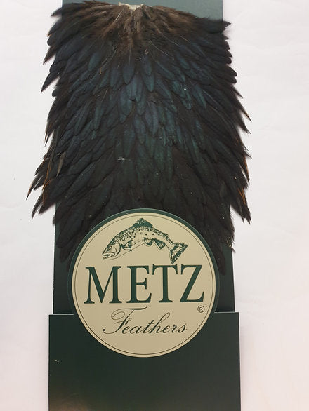 Metz Hen Saddle | Grade 1 Genetic Hen Hackle - Black