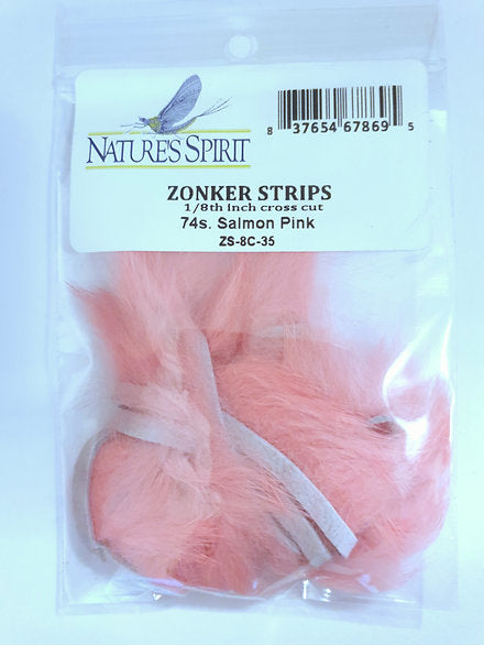 Nature’s Spirit Fly Tying Cross Cut Rabbit Zonkers - Salmon Pink