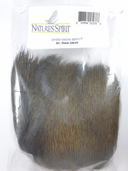 Nature's Spirit Fly Tying Dyed Deer Belly - Dark Olive