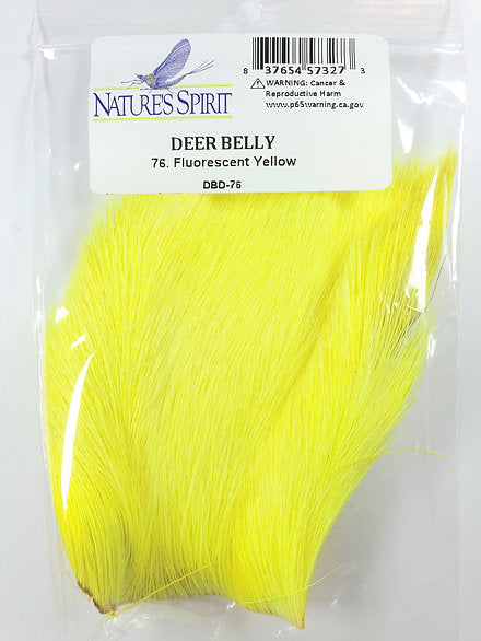 Nature's Spirit Fly Tying Dyed Deer Belly - Fluorescent Yellow