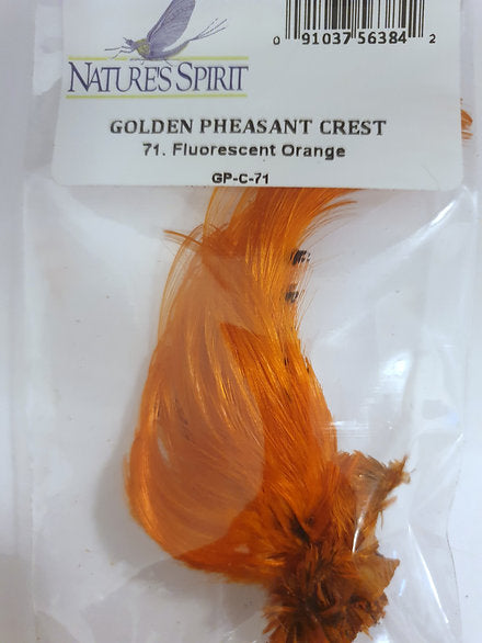 Nature's Spirit Fly Tying Golden Pheasant Crest - Fluorescent Orange