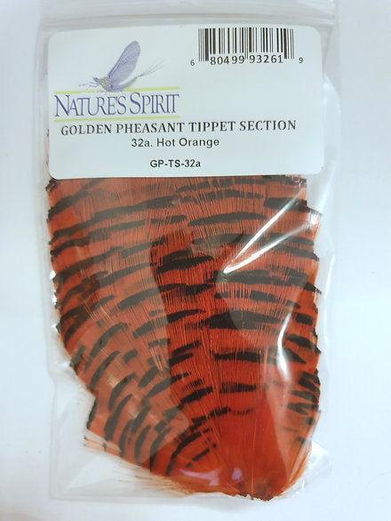 Nature's Spirit Fly Tying Golden Pheasant Tippet Section - Hot Orange