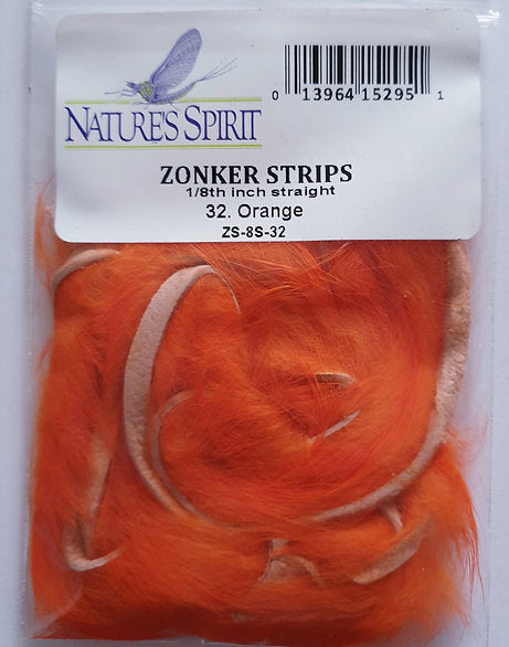 Nature’s Spirit Fly Tying Straight Cut Rabbit Zonkers - Orange