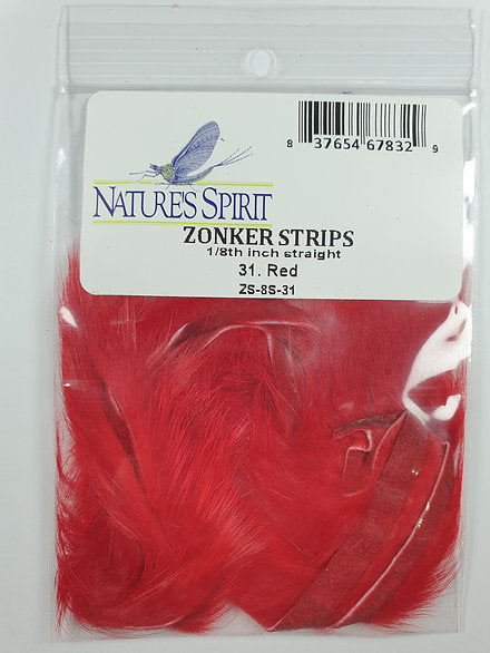 Nature’s Spirit Fly Tying Straight Cut Rabbit Zonkers - Red