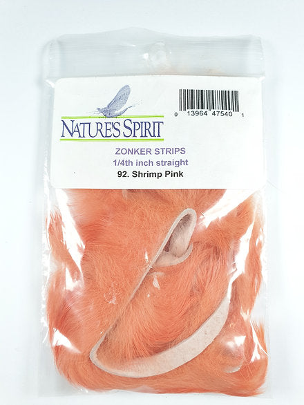 Nature’s Spirit Fly Tying Straight Cut Rabbit Zonkers - Shrimp Pink