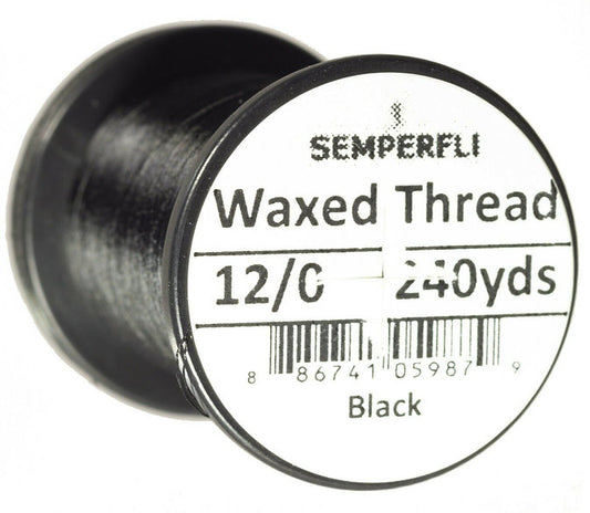 Semperfli Classic Waxed Fly Tying Thread 12/0 240 Yards - Black