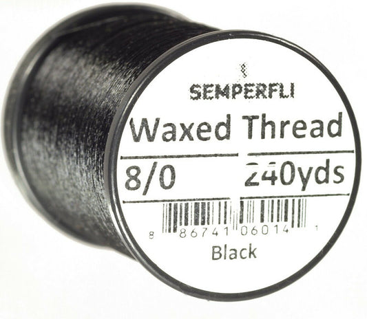 Semperfli Classic Waxed Fly Tying Thread 8/0 240 Yards - Black