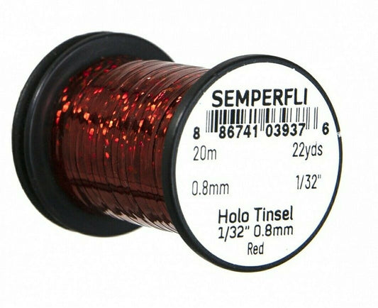 Semperfli Fly Tying Holographic Tinsel 1/32" 0.8mm - Red