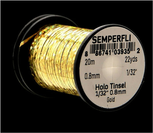 Semperfli Fly Tying Holographic Tinsel 1/32" 0.8mm - Gold